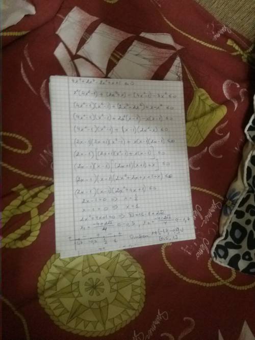 Решить неравенство 9класс 4x^4+2x^3-8x^2+x+1< =0. заранее с объяснением