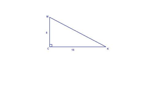Впрямоугольном треугольнике мкс угол с равен 90°; кс =15 см; мс=8см.найдите sin m; cos m; tg m.