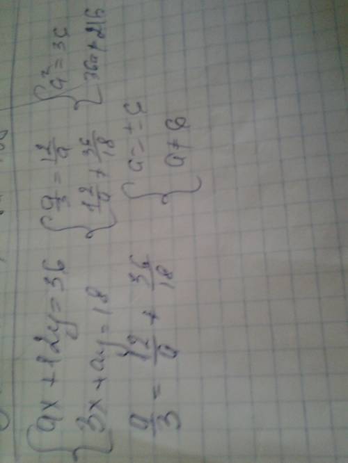 При как значении а система уравнений ах+12у=36 не имеет решений? ау+3у=18 а)6 в)2 с)-6 д)-2 !