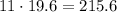 11 \cdot 19.6 = 215.6