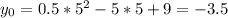 y_{0} =0.5*5^{2}-5*5+9=-3.5