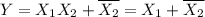 Y=X_1X_2+\overline{X_2}=X_1+\overline{X_2}