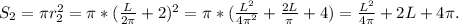 S_2= \pi r_{2}^2= \pi *(\frac{L}{2 \pi }+2)^2= \pi *(\frac{L^2}{4\pi^2}+ \frac{2L}{ \pi }+4)=\frac{L^2}{4\pi}+2L+4 \pi.