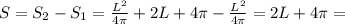 S=S_2-S_1=\frac{L^2}{4\pi}+2L+4 \pi-\frac{L^2}{4\pi}=2L+4 \pi=