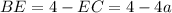 BE = 4 - EC = 4 - 4a