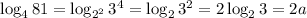 \log_481=\log_{2^2}3^4=\log_23^2=2\log_23=2a