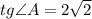 tg \angle A = 2\sqrt{2}