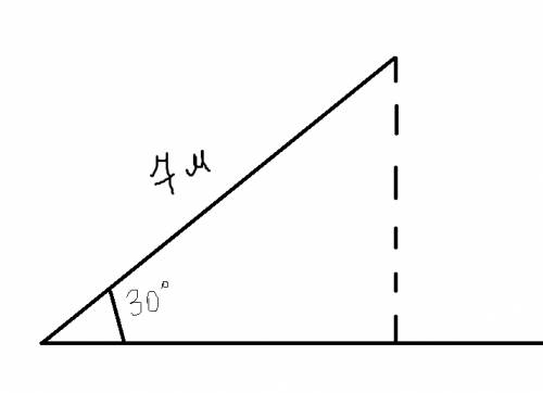 Аппарель длиной 7 м расположена под углом 30 градусов к поверхности земли . на какую высоту поднимае