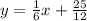 y=\frac{1}{6}x+\frac{25}{12}