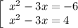 \left[\begin{array}{l} x^2-3x=-6 \\ x^2-3x=4 \end{array}