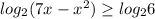 log_{2} (7x-x^2) \geq log_{2}6