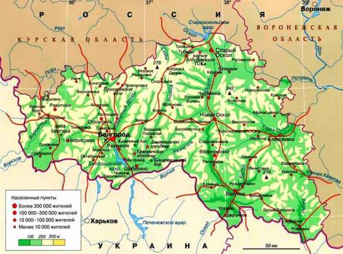 Регионы граничащие с белгородской областью.