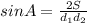 sin A = \frac{2S}{ d_{1} d_{2} }