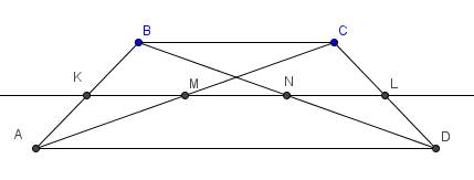 Вравнобедренной трапеции abcd с основаниями вс и ad (вс < ad) точки м и n — середины диагоналей а