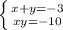 \left \{ {{x+y=-3} \atop {xy=-10}} \right.