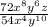 \frac{72x^8y^6z}{54x^4y^{10}}