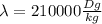 \lambda = 210000 \frac{Dg}{kg}