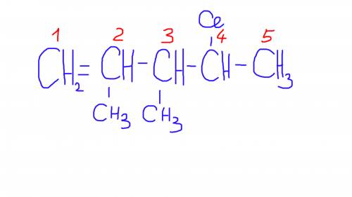 2,3 диметил,4 хлор пентен-1 структурную формулу написать