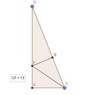 Впрямоугольном треугольнике cde с прямым углом с проведена биссектриса ef,причем fc=13 см. найдите р