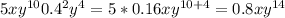 5xy^{10}0.4^2y^4=5*0.16xy^{10+4}=0.8xy^{14}