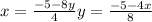 x=\frac{-5-8y}{4} y= \frac{-5-4x}{8}