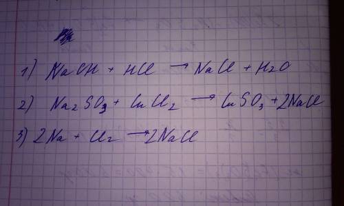Предложите получения хлорида натрия. составте уравнерия реакций