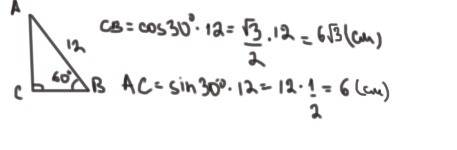 Впрямоугольного треугольника авс угол в равен 600, гипотенуза равна 12 см. найдите катет ав.
