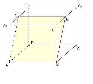 Постройте сечение куба abcda1b1c1d1 проходящей через прямую ab, и середину ребра b1 c1. решите , зав