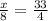 \frac{x}{8} = \frac{33}{4}