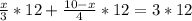 \frac x3*12+\frac{10-x}4*12=3*12