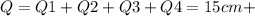 Q = Q1 + Q2 + Q3 + Q4 = 15cm +