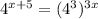 4^{x+5} = (4^{3})^{3x}