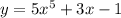 y=5x^5+3x-1