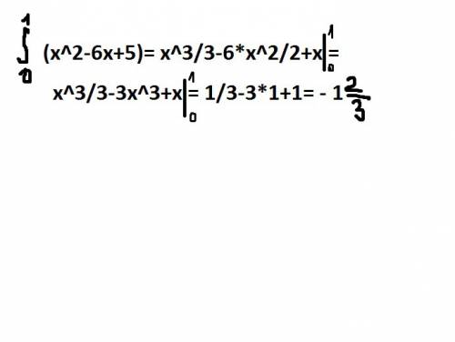 Вычислите площадь фигуры, ограниченной линиями y=х^2-6x+5, у=0, x=0, x=1 графика не было, нужно нари