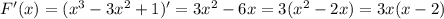 F'(x)=(x^3-3x^2+1)'=3x^2-6x=3(x^2-2x)=3x(x-2)