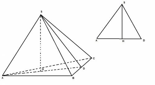 Основание пирамиды-равнобедренный треугольник с боковой стороной 6 и основанием 8 все боковые сторон