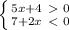 \left \{ {{5x+4\ \textgreater \ 0} \atop {7+2x\ \textless \ 0}} \right.
