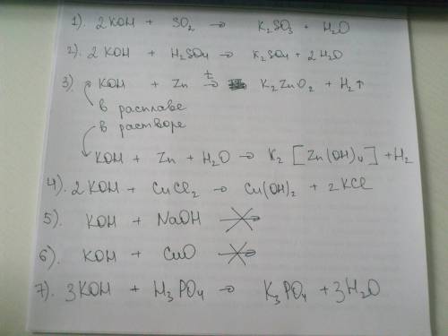 Из списка веществ выпишите те , которые вступают в реакцию с раствором гидроксида калия: оксид серы
