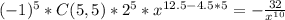 (-1)^{5}*C(5,5)*2^{5}*x^{12.5-4.5*5}=- \frac{32}{x^{10}}