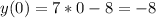 y(0)=7*0-8=-8