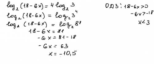 Какому промежутку принадлежит корень уравнения log2(18-6x)=4log2 3. !