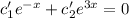 c'_1e^{-x}+c'_2e^{3x}=0