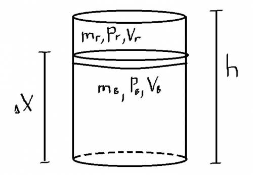 Вертекальный закрытый цилиндрический сосуд делится на две части сосуда находится некоторая масса вод