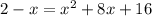 2-x=x^2+8x+16