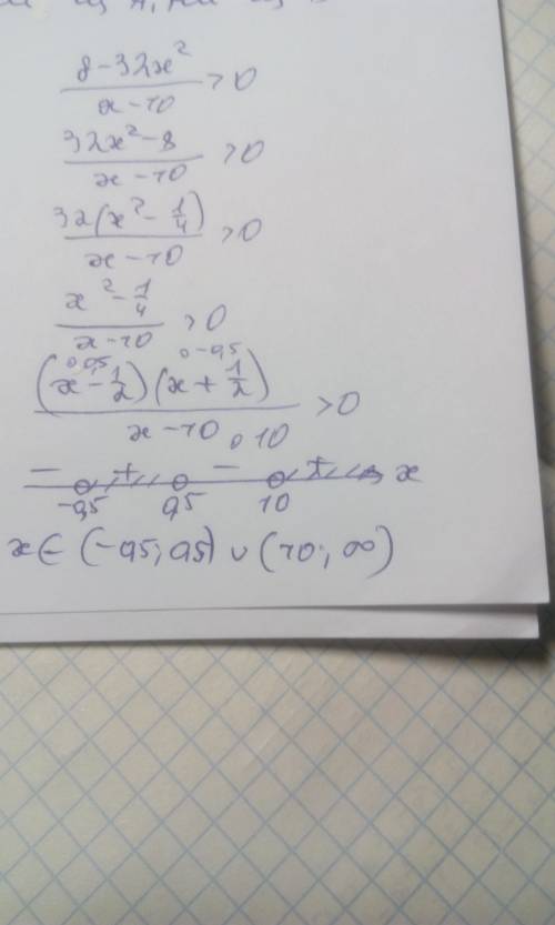 Решите уравнение 8-32x^2/x-10> 0