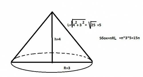 Прямоугольный треугольник с катетом 3см и 4см вращают вокруг большего катета. чему равна площадь бок