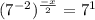 (7^{-2})^{\frac{-x}{2}} = 7^{1}