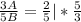 \frac{3A}{5B} = \frac{2}{5} | * \frac{5}{3}