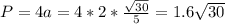 P = 4a = 4*2*\frac{ \sqrt{30} }{5} = 1.6\sqrt{30}