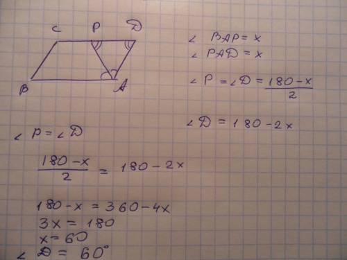 Биссектриса угла параллелограмма пересекает сторону под углом, равным одном из углов параллелограмма